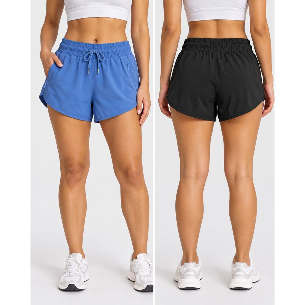 Baleaf Women’s Running Shorts Bundle Size S Black Blue Lined Zip Pockets